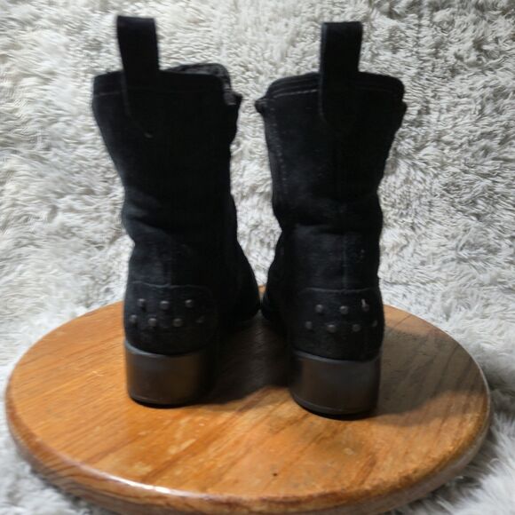 Andre Assous Odalys Womens Size 39M Black Suede Fur Lined Pull On Short Boots - Picture 10 of 12